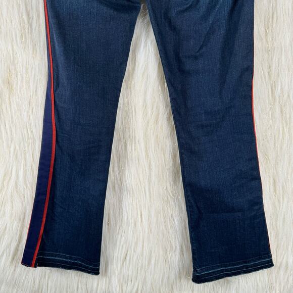 Veronica Beard Womens Carolyn 10" Baby Boot Cut Jeans Blue Red Dark Wash USA 26 - Picture 6 of 10